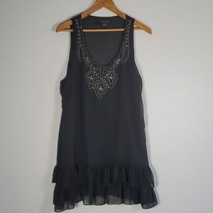 Forever 21 Beaded Ruffle Layer Flapper Style Mini Dress